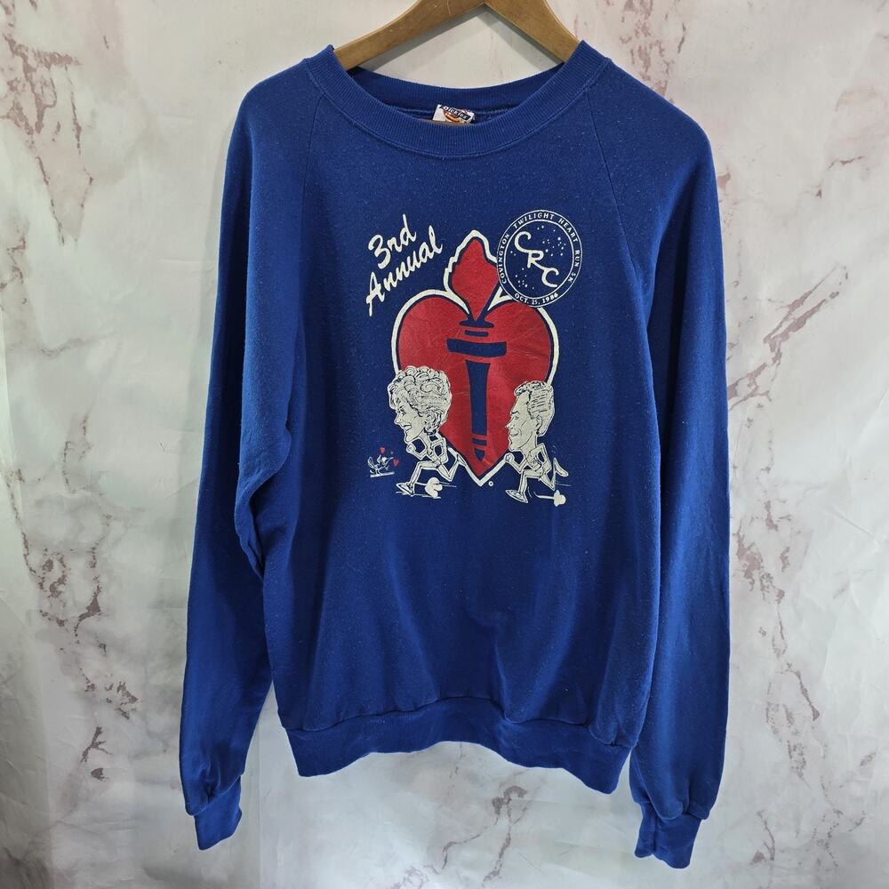 Vintage Running Sweatshirt Mens Large Womens XL Blue Dickies Covington Runner